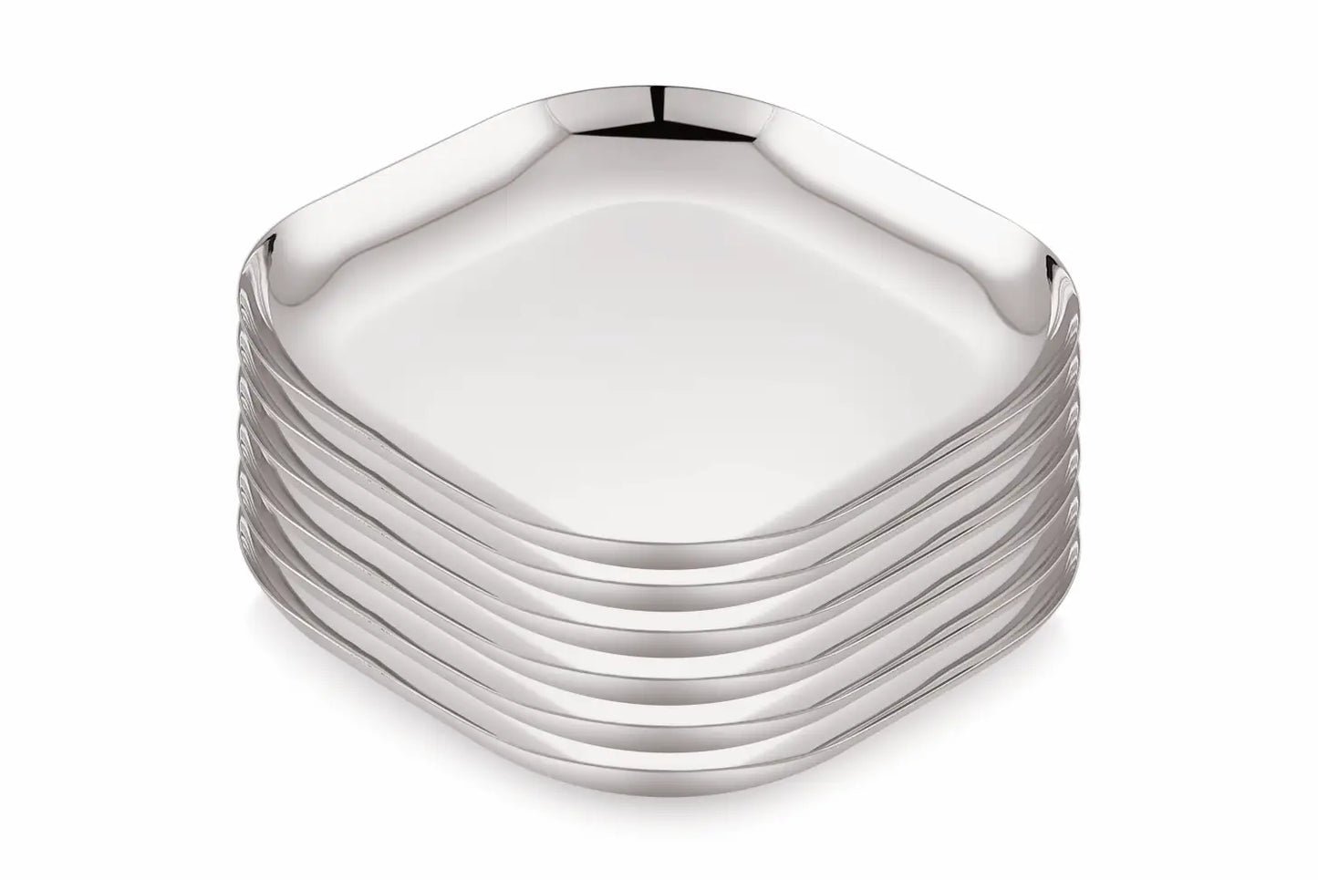 Stainless Steel Square Plates | Pack of 4 & 6