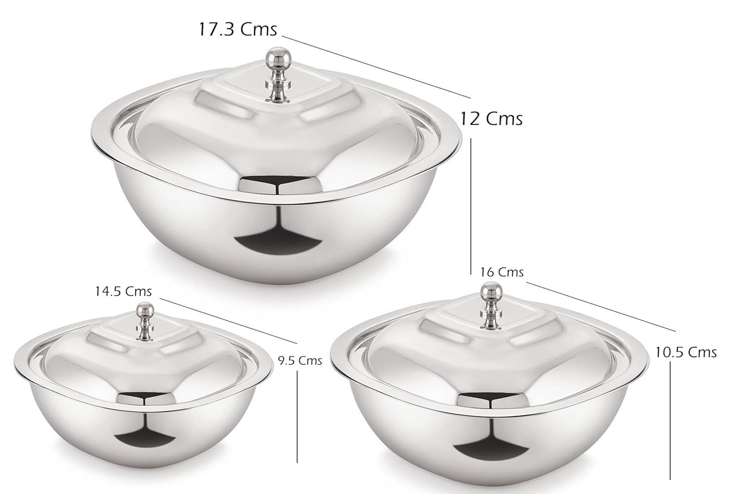 Square Bowls with Lid | Set of 3
