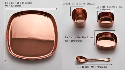 Anurima : Rose Gold PVD Hammered Square Dinner Set (6 Pcs)