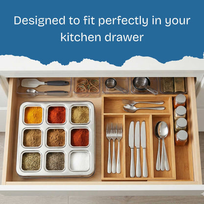 VS Vintage Steel Square Spice Box / Masala Dabba