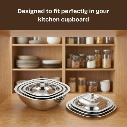 Square Bowls with Lid | Set of 3