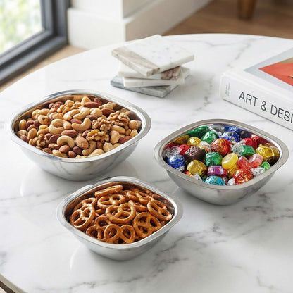 Square Bowls with Lid | Set of 3