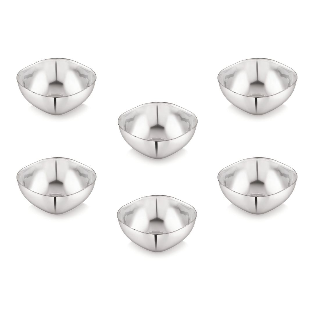 Stainless Steel Square Deep Bowls (Vatis) | Pack of 6