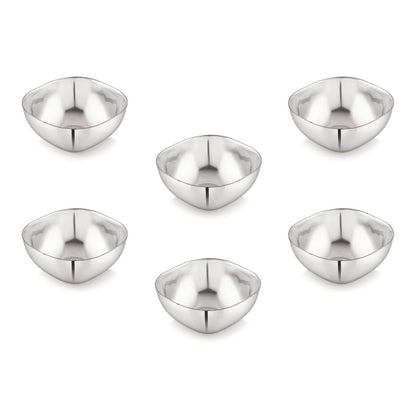 Stainless Steel Square Deep Bowls (Vatis) | Pack of 6