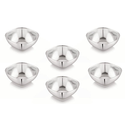 Stainless Steel Square Deep Bowls (Vatis) | Pack of 6
