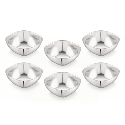 Stainless Steel Square Deep Bowls (Vatis) | Pack of 6