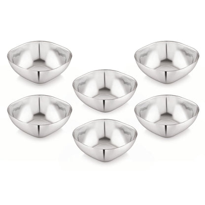 Stainless Steel Square Deep Bowls (Vatis) | Pack of 6