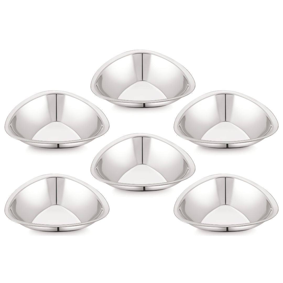 Stainless Steel Triangle Bowls (Vatis) | Pack of 6