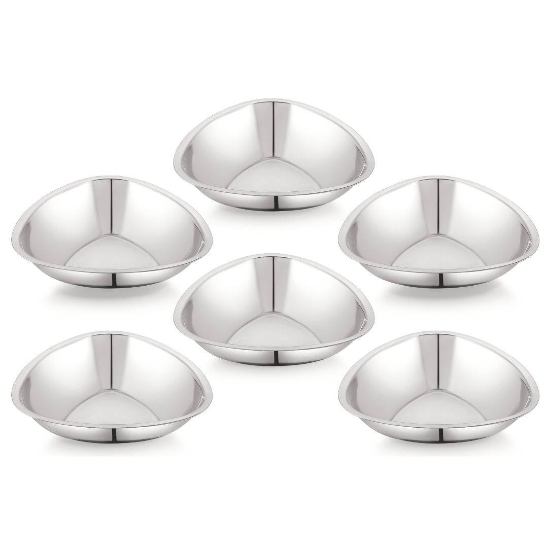 Stainless Steel Triangle Bowls (Vatis) | Pack of 6