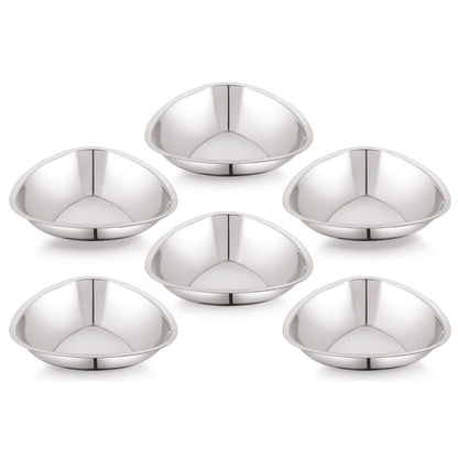 Stainless Steel Triangle Bowls (Vatis) | Pack of 6
