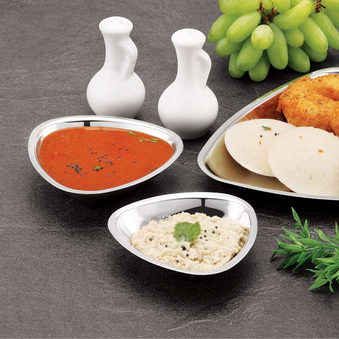 Stainless Steel Triangle Bowls (Vatis) | Pack of 6