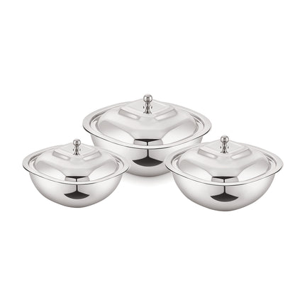 3 sets of stainless steel square bowls for serving food